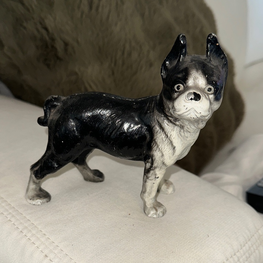 Black and White Dog Figurine cast iron vintage